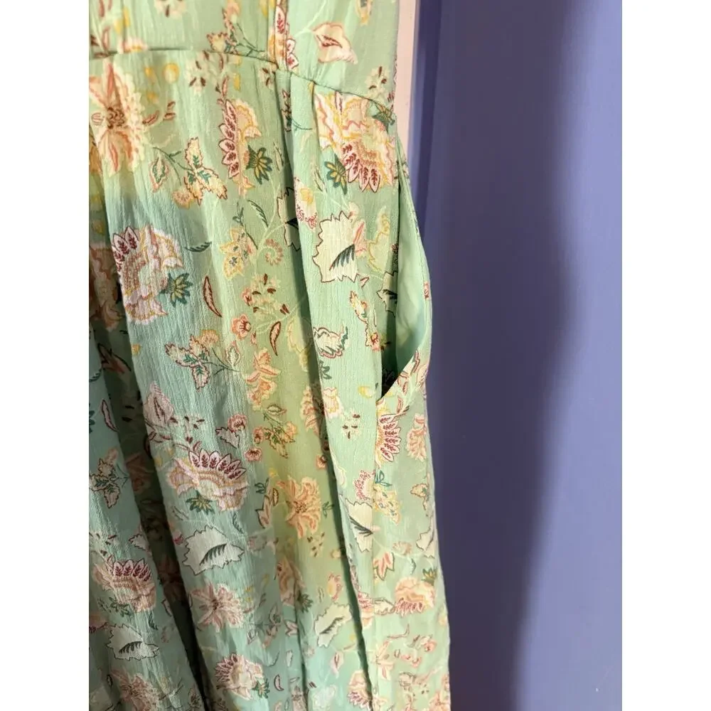 Torrid Maxi Of Shoulder Dress Light Green Floral Spring Princess Fairy Plus 1 - Picture 4 of 7